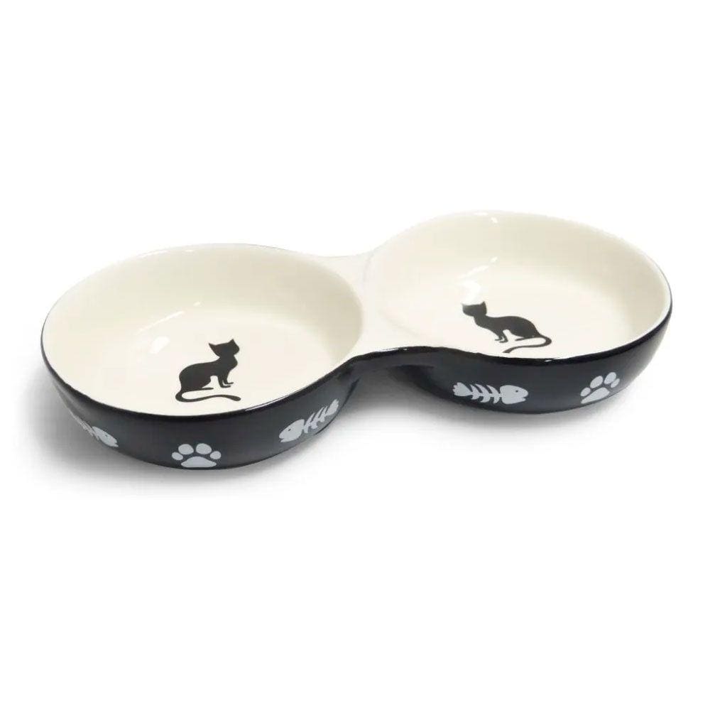 Pote De Comida Comedouro Porcelana Duplo Pequeno Gatos Gato