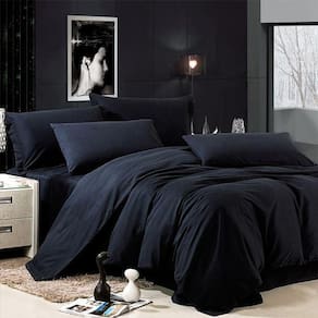 Jogo De Cama Casal Super King Preto 7 Pç Edredom 300X300Cm
