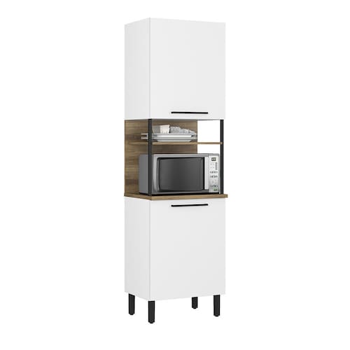 imagem-Paneleiro Itatiaia Bali com Nicho para Forno e 2 Portas - Branco Matt/Castanho