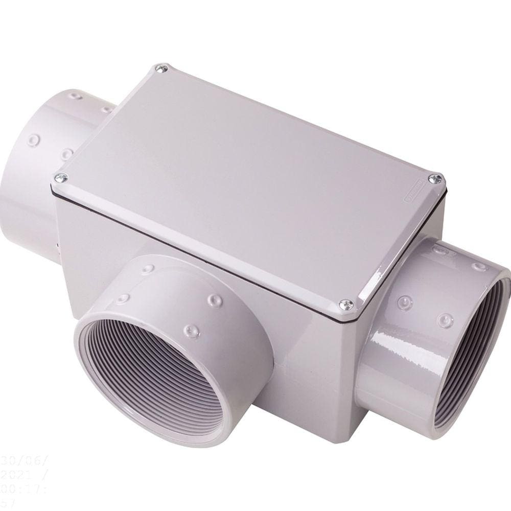 Condulete Fixo ”T” 3/4” com tampa / com rosca NPT / com pintura eletrostática a pó Tramontina