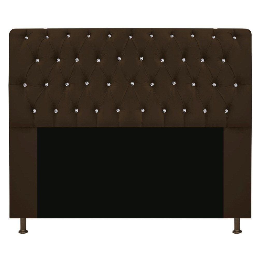 Cabeceira Estofada Lady Com Strass 195cm Queen Size Suede