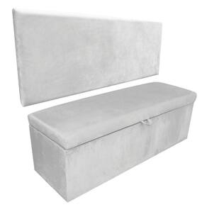 Kit Calçadeira e Painel Clean 90cm Suede Cinza D`Rossi