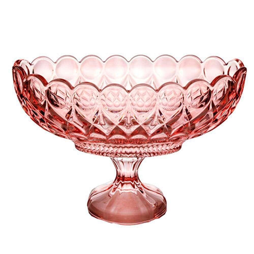 Centro de Mesa de Cristal c/ Pé Princess Rosa