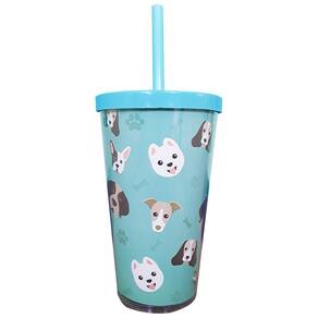 Copo com Canudo Tiffany Cachorrinho - 500ml