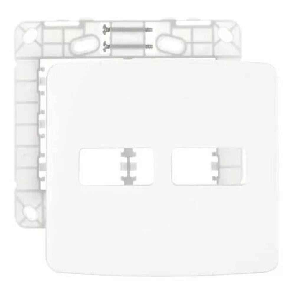 Placa 4x4 2 Postos Horizontal + Suporte Branco - Margirius