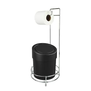 Kit Suporte Porta Papel Higiênico Com Lixeira Tampa Click 5L Banheiro Press - Coza