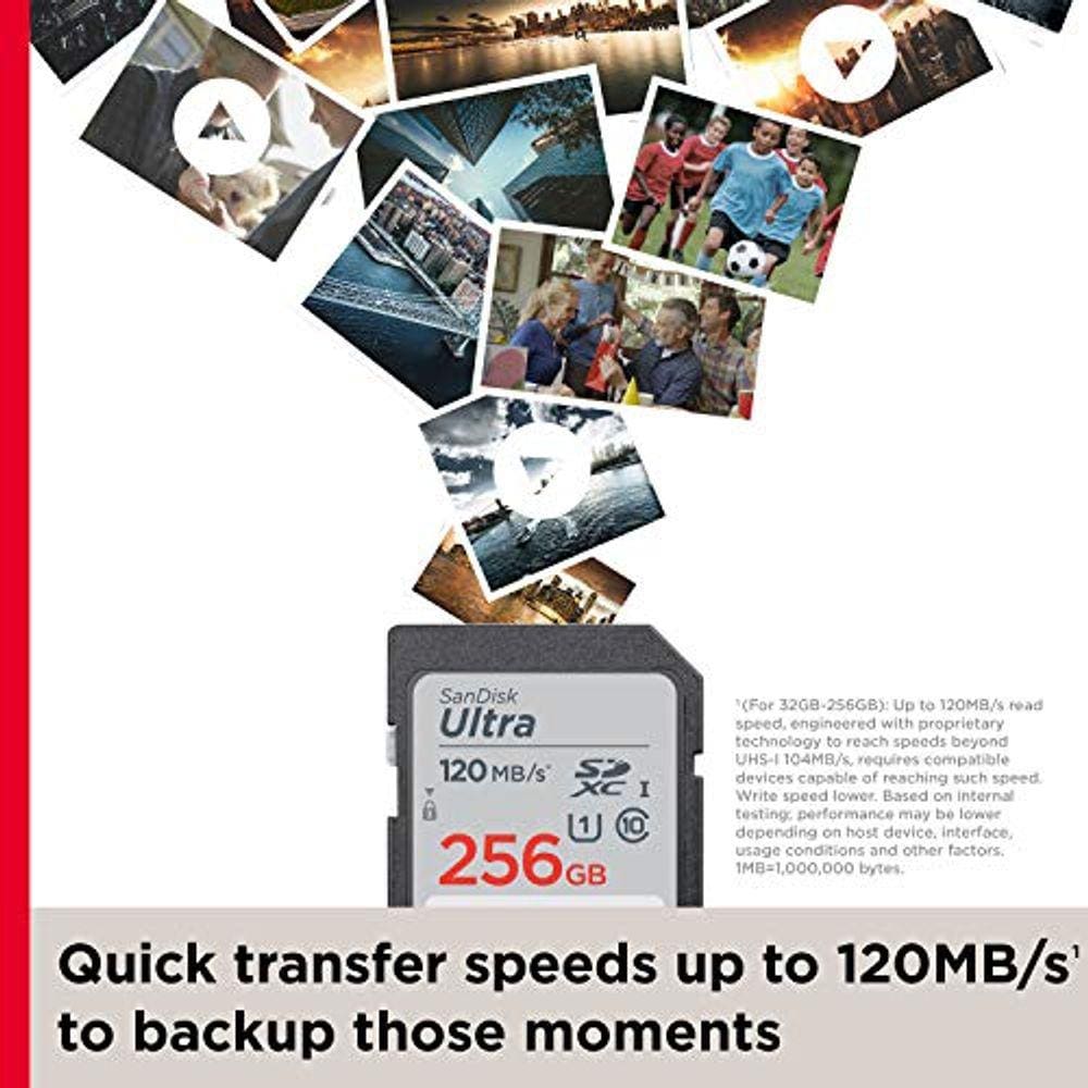 Cartão de memória SanDisk 256GB Ultra SDXC UHS-I - 120MB/s, C10, U1, Full  HD, Cartão SD - SDSDUN4-256G-GN6IN | Casas Bahia