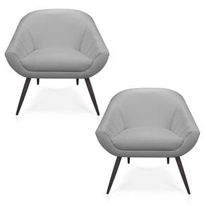 Kit 02 Poltronas Giovana Corino Cinza Pés Palito De Ferro