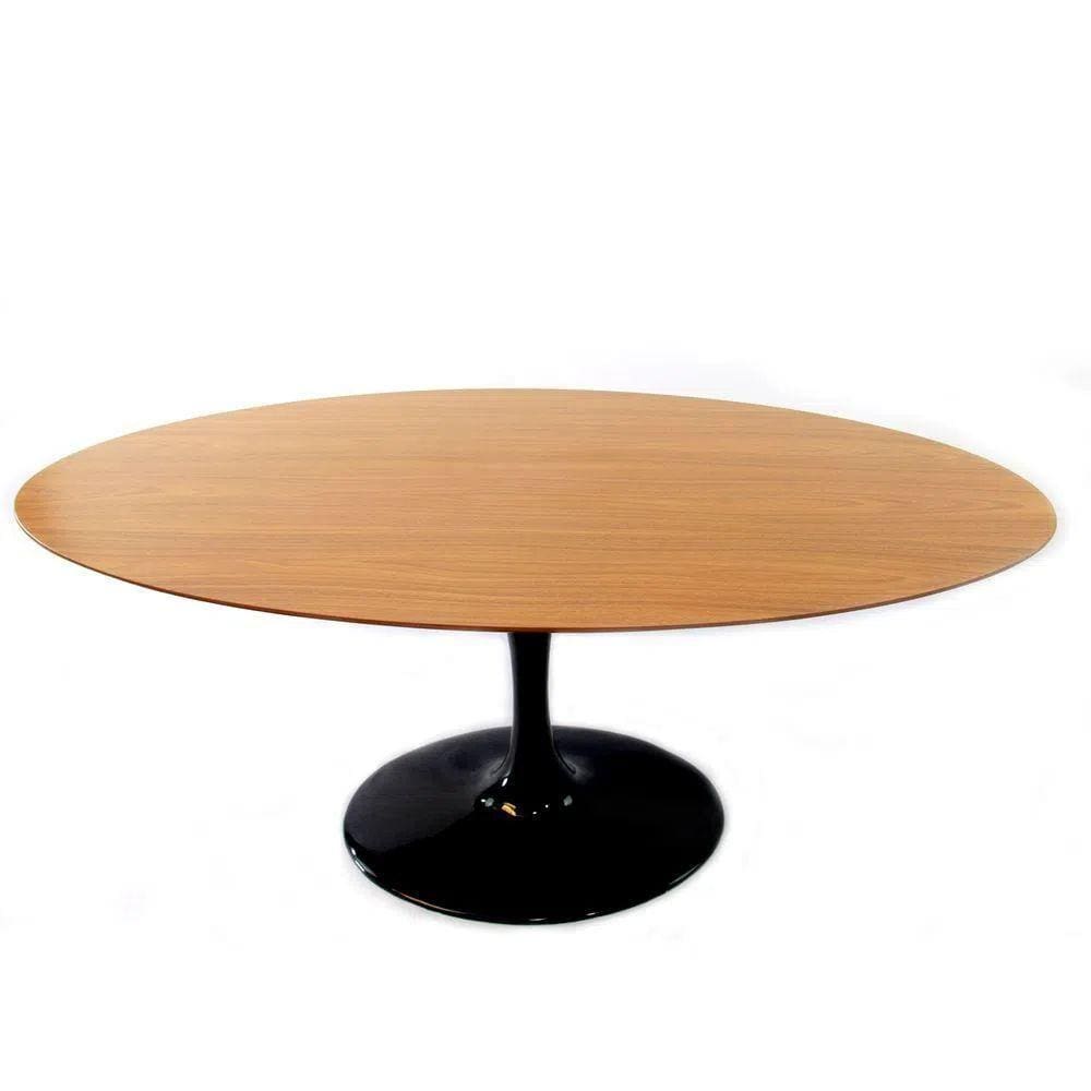 Mesa Saarinen Oval 120x80 cm Base Preta Tampo Freijó Preto