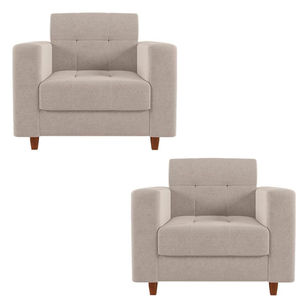 Kit 02 Poltronas Arezzo Pés Chanfrado Castanho