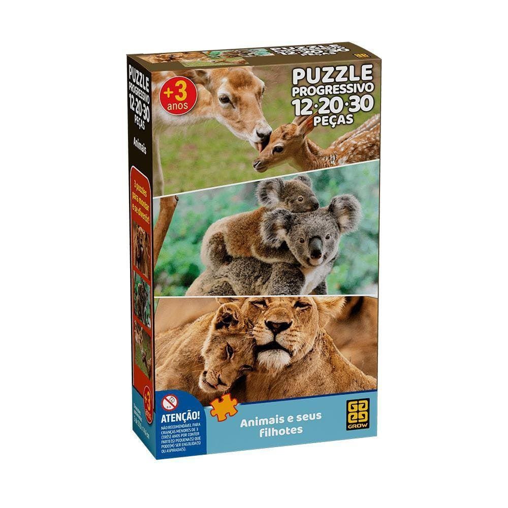 Puzzle Infantil 3 Em 1 Quebra Cabeça Animais E Seus Filhotes