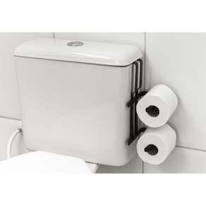 Suporte Porta Papel Higiênico Duplo P/ Caixa Acoplada Preto