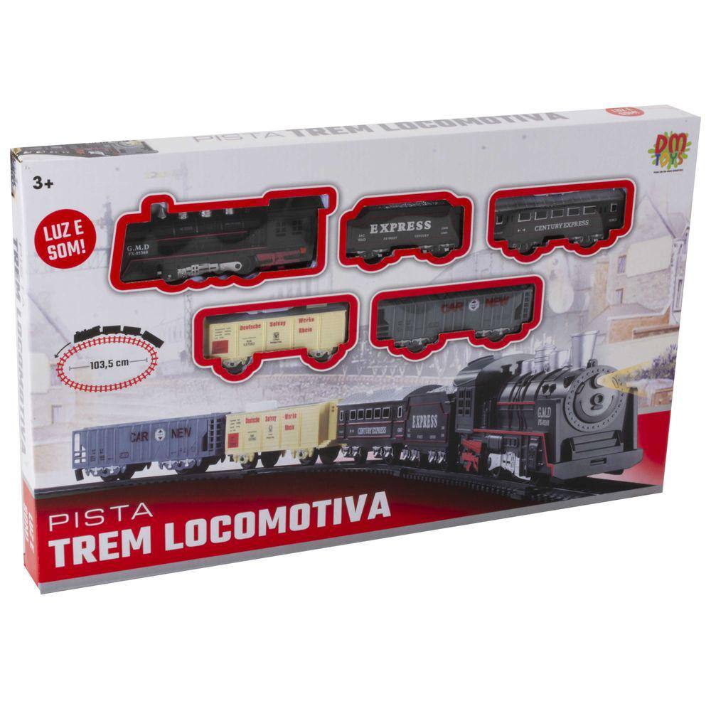 Brinquedo Infantil Trem Set Clássico à Pilhas com Som - Cor Vermelho