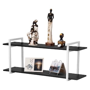 Nicho Sala e Quarto Branco Com Prateleiras Preto 100cm