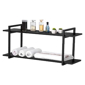 Nicho Banheiro Preto Com Prateleiras Preto 80cm