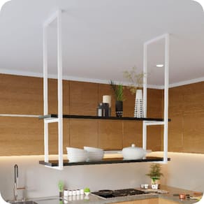 Nicho Branco Prateleira Suspensa Teto Cozinha Preta 1.20mt