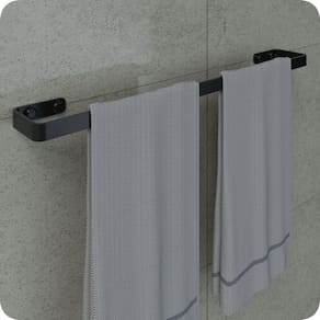 Porta Toalha De Banho Para Banheiro Preto Fosco Plus 60cm