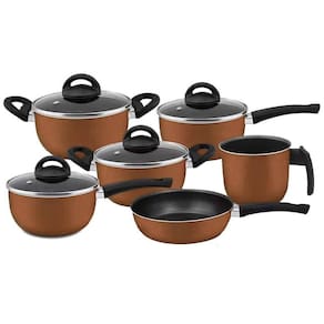 Conjunto De Panelas Chocolate 06 Peças Com Teflon