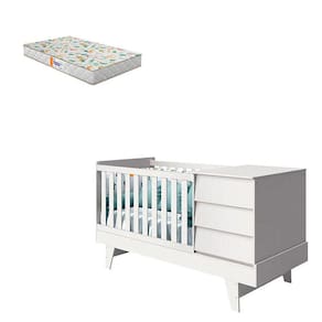 Berço Americano Multifuncional Prince Branco Acetinado com Colchão Gazin - Reller