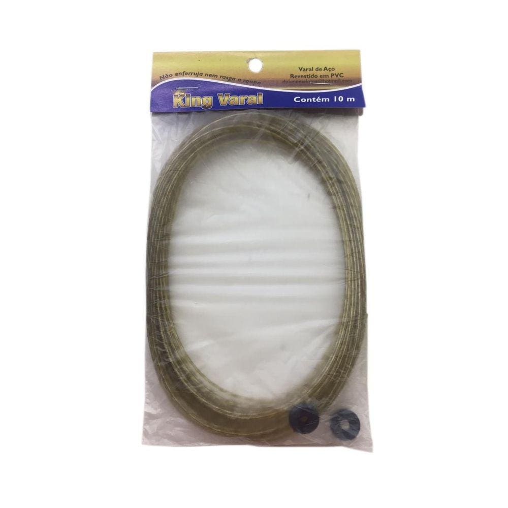 Varal Fio De Aço Plastificado 10 Metros King -  2 Presilhas