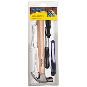 Kit de Ferramentas Tramontina com Martelo Chaves Fixas Estilete e Chaves de Fenda 6 Peças Tramontina