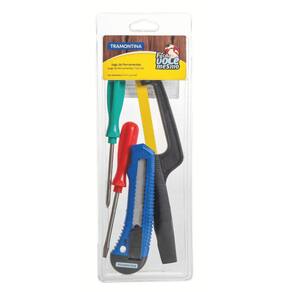 Kit de Ferramentas Tramontina com Estilete Chaves de Fenda e Miniarco de Serra 4 Peças Tramontina