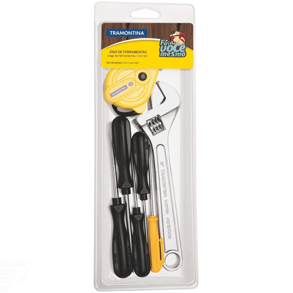 Kit de Ferramentas Tramontina com Chaves de Fenda Chave Ajustável e Trena 7 peças Tramontina