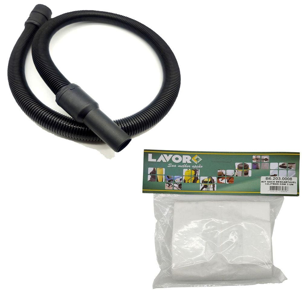 Mangueira Aspirador Lavor + Kit Sacos Descartáveis 12 Litros