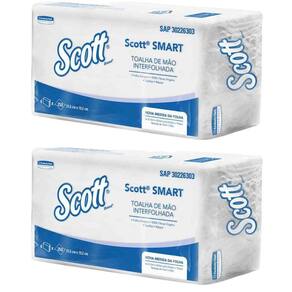 Kit 2 Papel Toalha Scott 2 Dobras 21,5X19,2Cm 1000