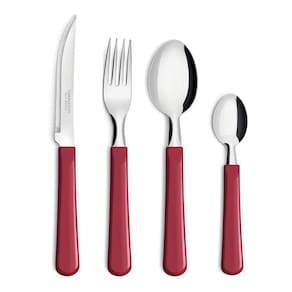 Faqueiro Com Pote Sintonia Vermelho 25 Peças