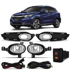 Kit farol auxiliar Milha Hrv 2015 a 2018 Moldura Cromada Bmo