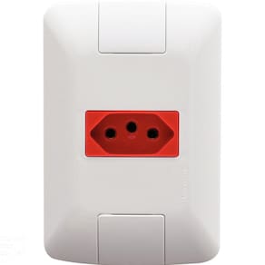 Conjunto 4x2 com 1 Tomada 2P+T Tramontina Aria 20 A 250 V Branco e Vermelho Tramontina