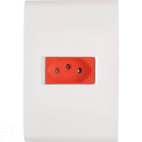 Conjunto 4x2 com 1 Tomada 2P+T Tramontina Liz 20 A 250 V Branco e Vermelho Tramontina