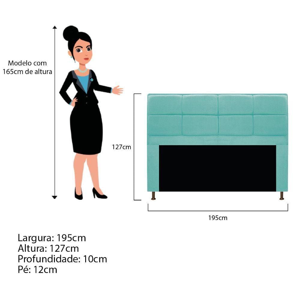 Cabeceira Munique 195 Cm King Size Suede Azul Tiffany