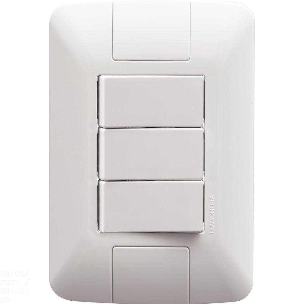 Conjunto 4x2 com 3 Interruptores Simples Tramontina Aria 6 A 250 V Branco Tramontina