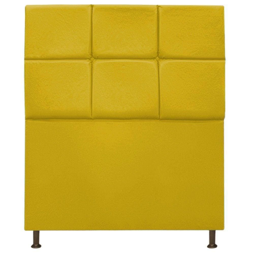 Cabeceira Damares 90 Cm Solteiro Com Botonê Suede Amarelo