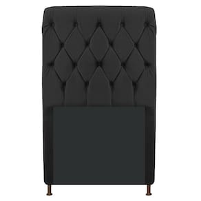 Cabeceira Cristal 100 Cm Solteiro Com Capitonê Suede Preto