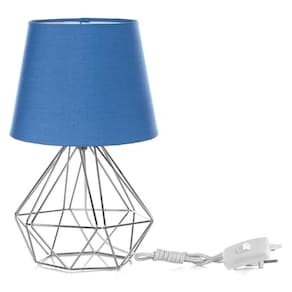 Abajur Diamante Dome Azul com Aramado Cromado
