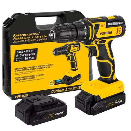 Parafusadeira Vonder 20v é Boa Parafusadeira / Furadeira Bateria 20V PFV020 Com 18 Posições de Torque