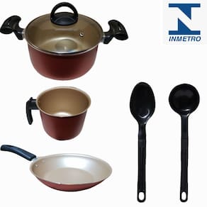 Conjunto Teflon Antiaderente Grande 3 Peças + 2 Espátulas