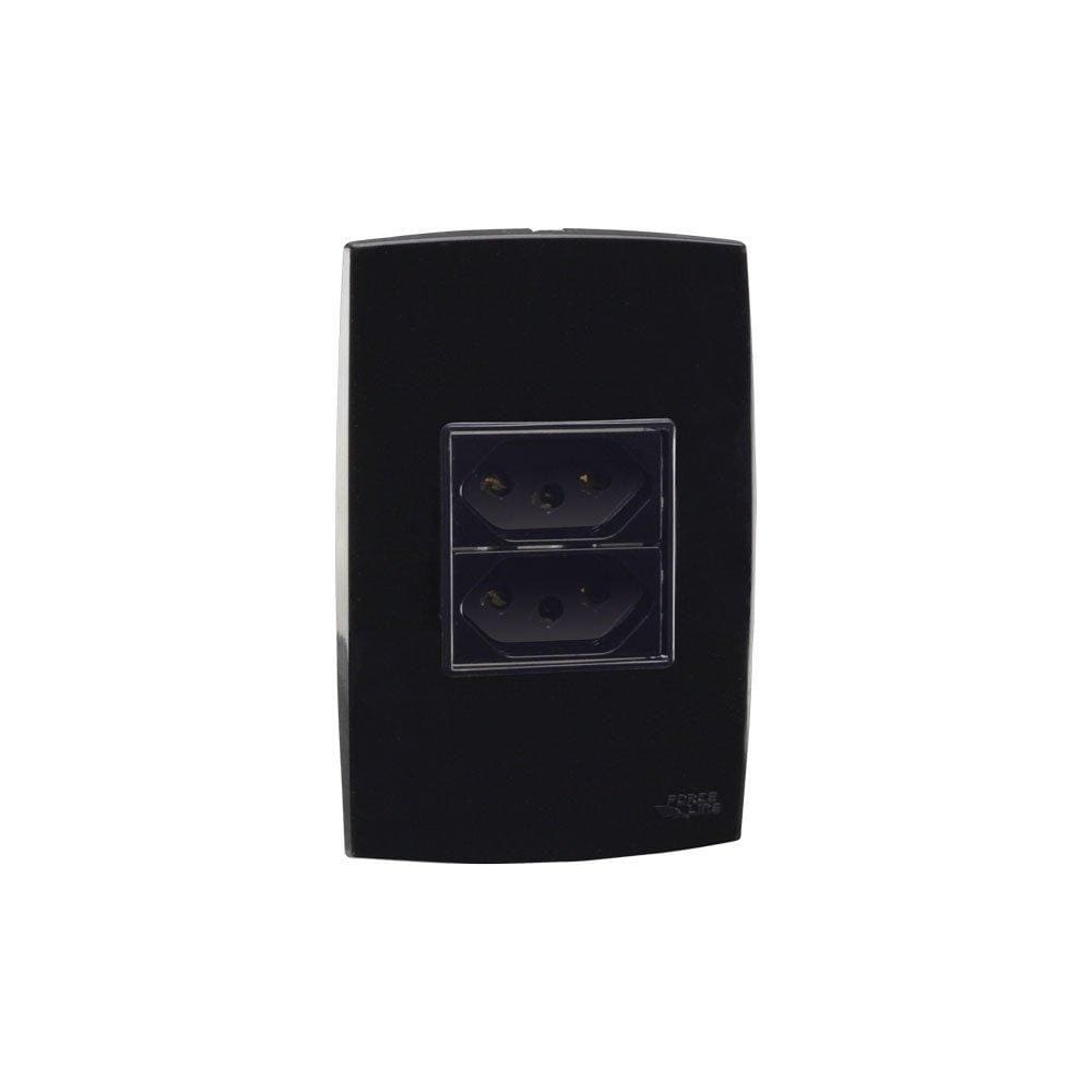 Conjunto Tomada 10A + Tomada 20A Preto Force Line