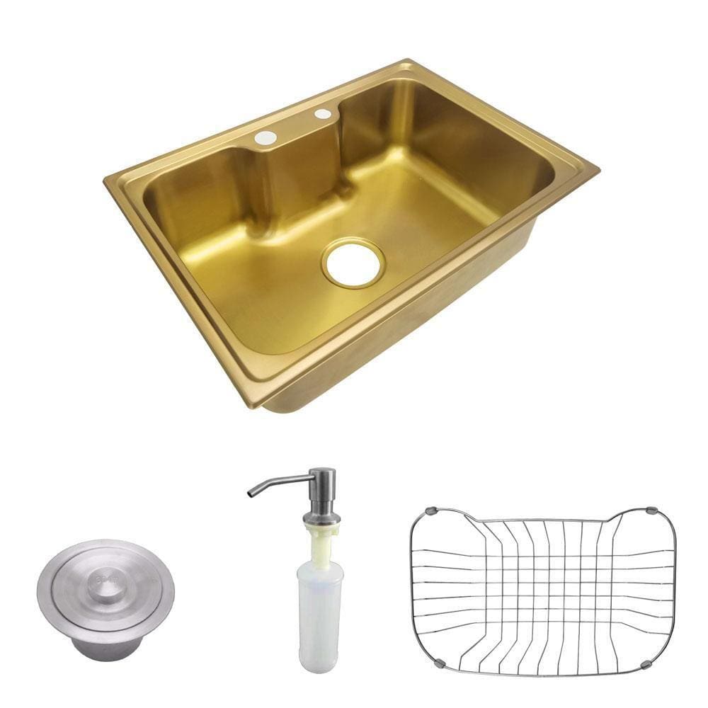 Cuba Pia Gourmet Luxo Prizi Lung Dourada Aço Inox 201 42x60cm Kit Completo