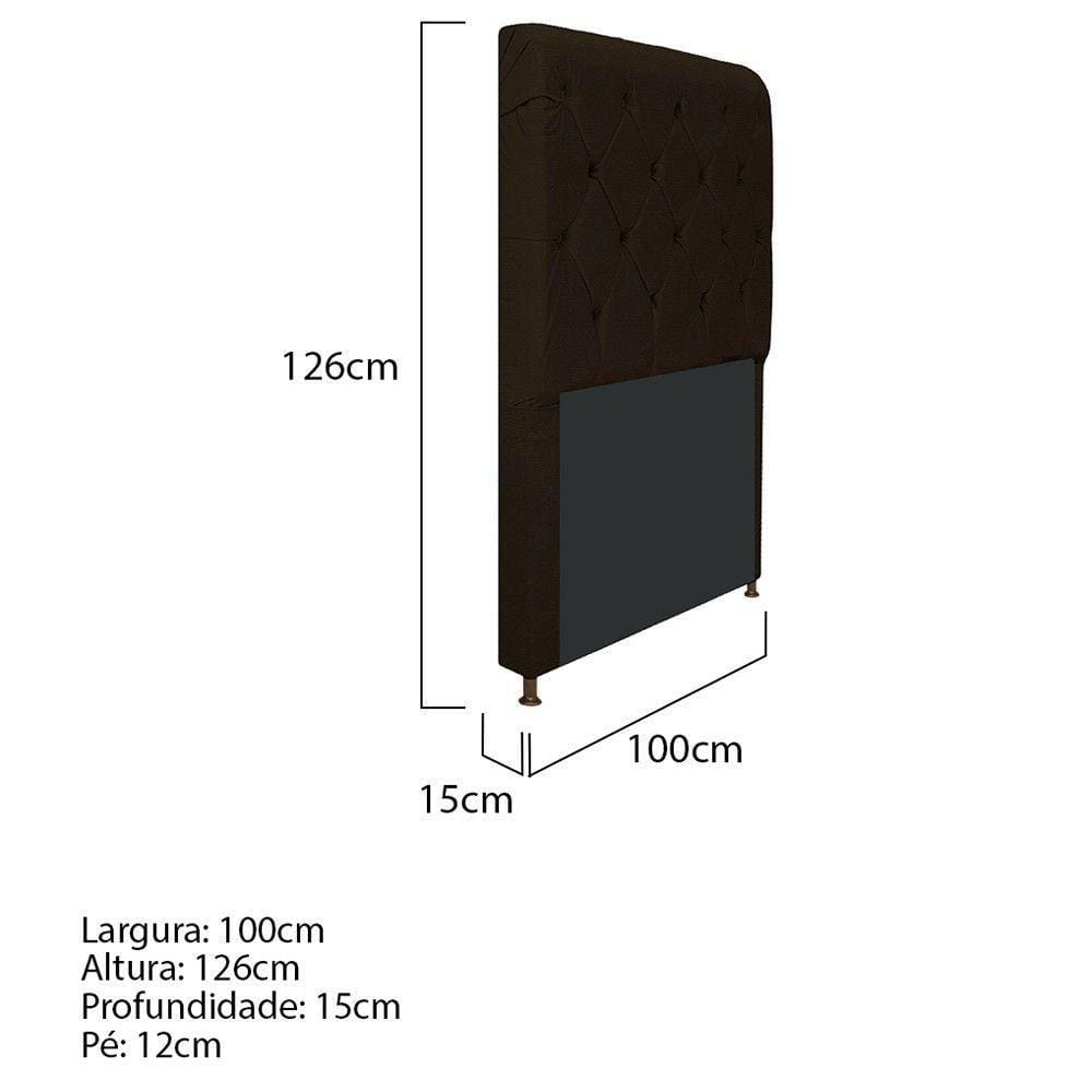 Cabeceira Cristal 100 Cm Solteiro Com Capitonê Corano Marrom