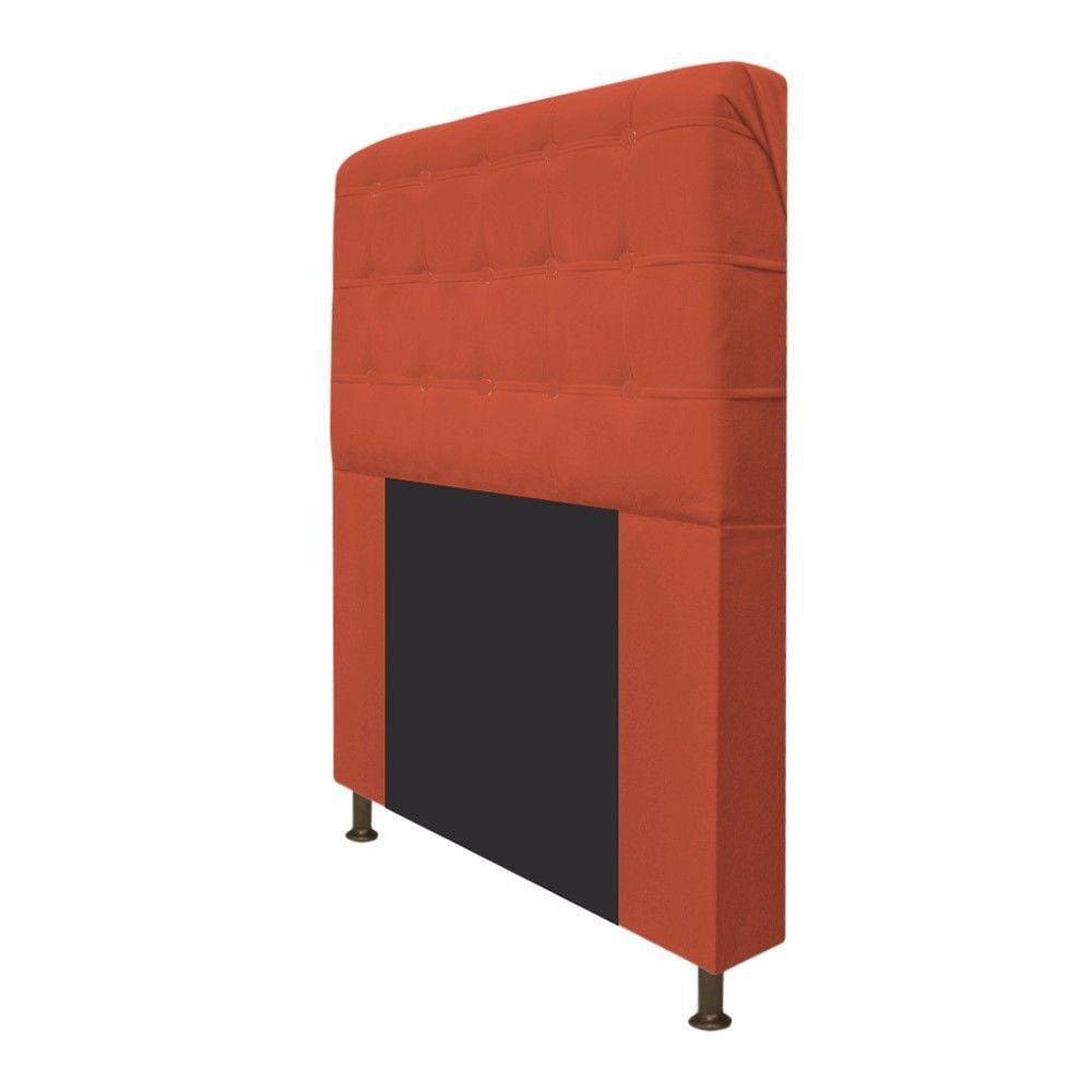 Cabeceira Dama 140 Cm Casal Com Botonê Suede Terracota