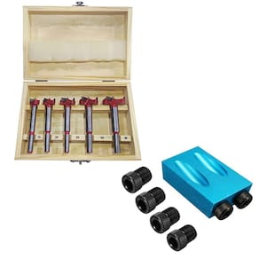 Kit Gabarito para Furos Chanfrados + 5 Brocas Forstner Combo