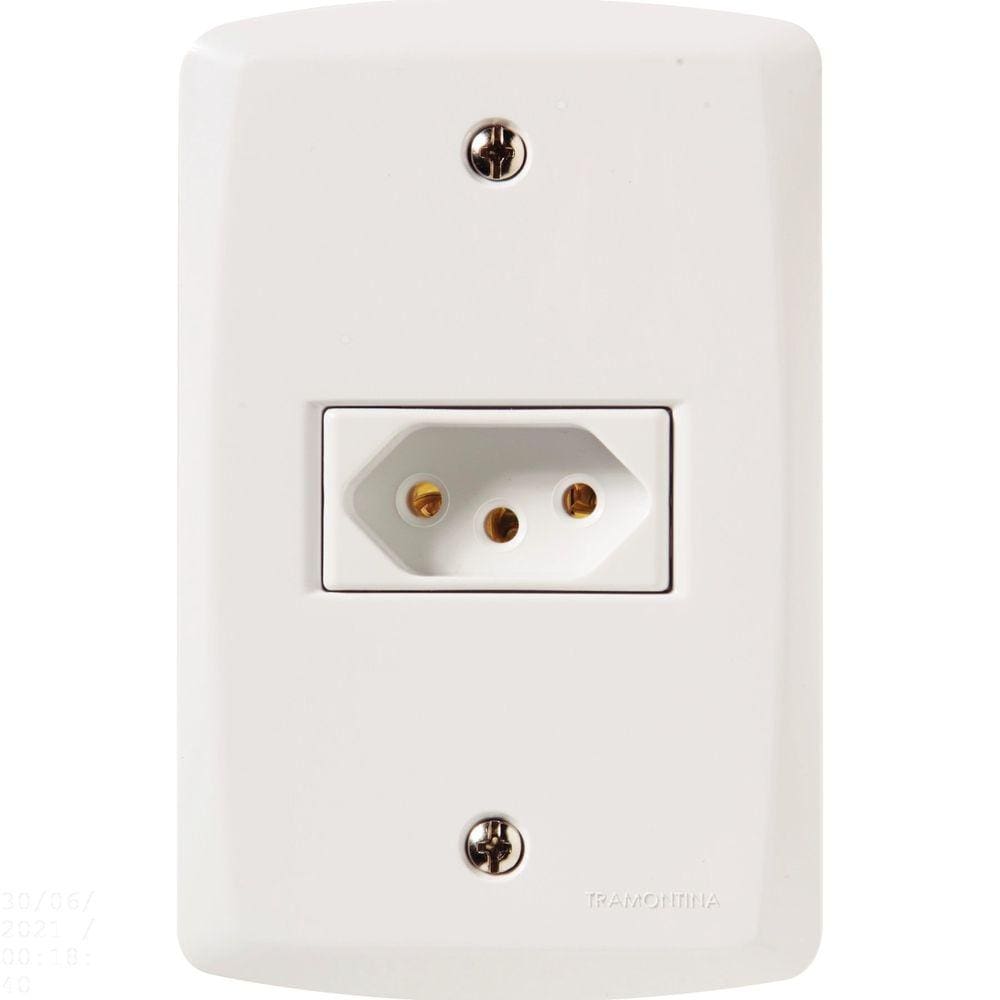 Conjunto 4x2 com 1 Tomada 2P+T 10 A 250 V Tramontina Lux2 Branco Tramontina