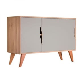 Balcão Buffet Com 3 Portas Carvalho E Verde