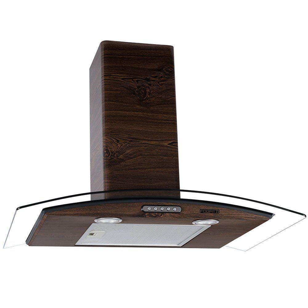 Coifa de Parede 75cm Vidro Curvo Slim Fogatti Wood com Nogueira