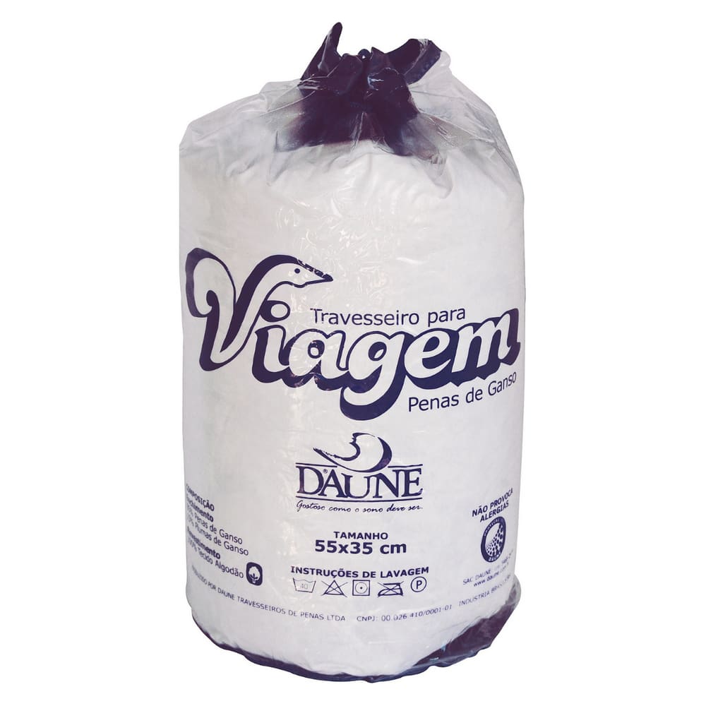 Travesseiro Baixo De Pluma E Pena 35x55x10 Para Viagem Daune