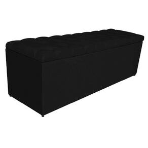 Calçadeira Estofada Liverpool 140 Cm Casal Corano Preto - Doce Sonho Móveis